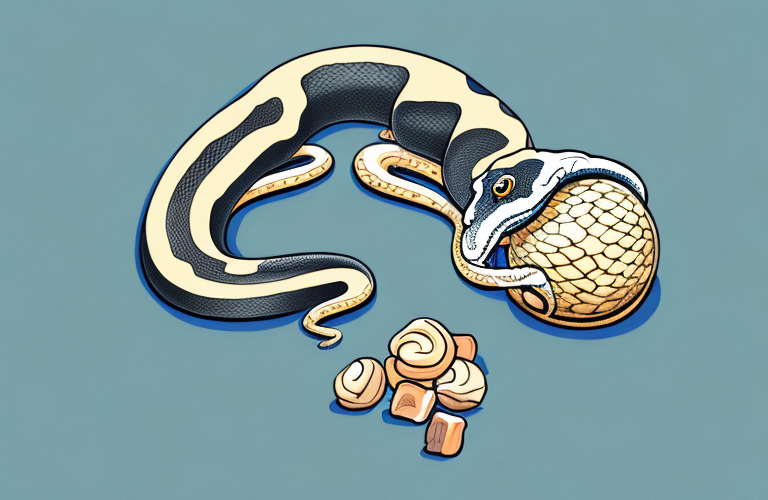 A ball python eating a praline