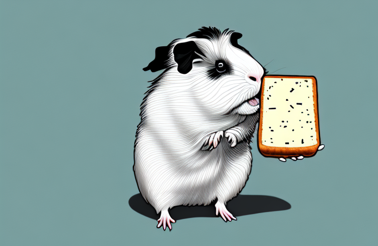 A guinea pig eating a piece of jarlsberg cheese