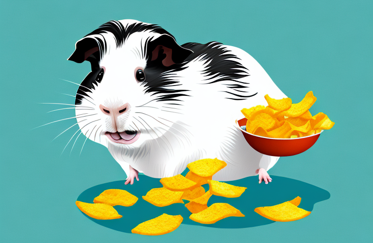 A guinea pig eating chips