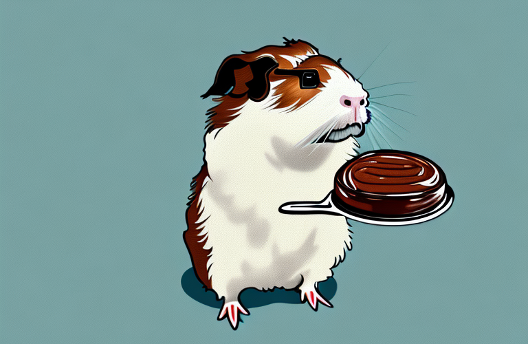 A guinea pig eating nutella from a spoon