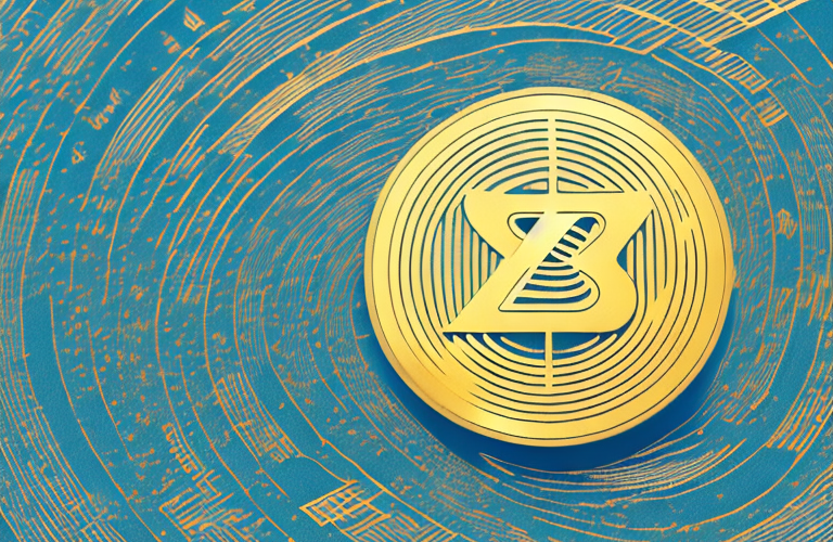 A golden zcash coin with a detailed surface texture