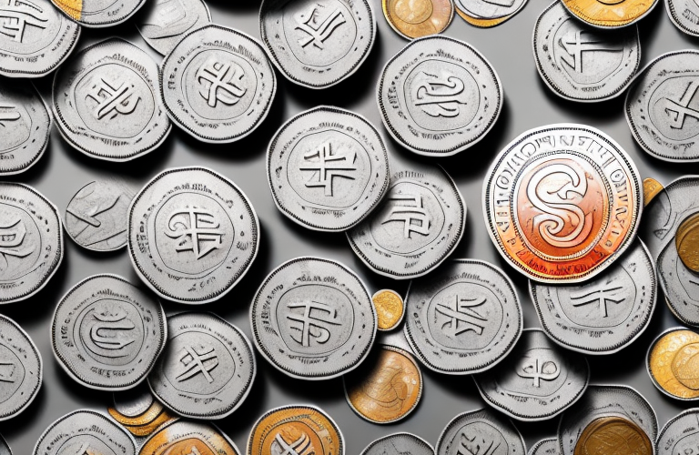 A large pile of coins and currency representing a sovereign wealth fund