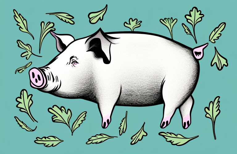 A pig eating borage leaves