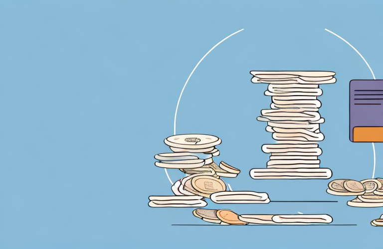 A stack of coins with a calculator and a pile of documents to represent the concept of tax expense