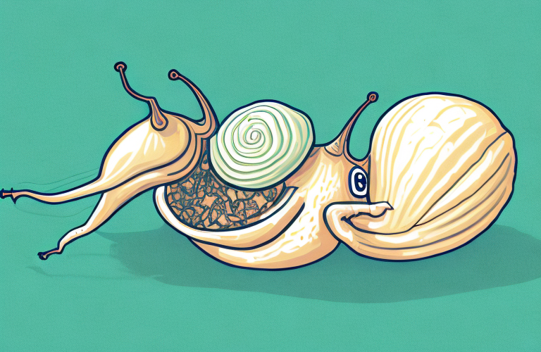 A snail eating sauerkraut