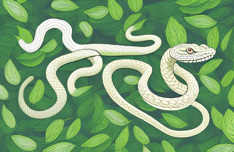 A snake eating marjoram leaves