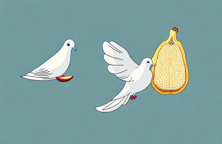 A dove eating a jackfruit