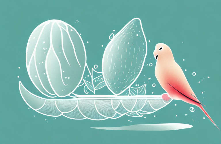 A lovebird perched on a winter melon