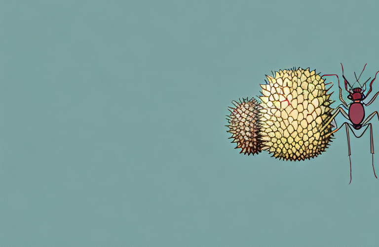 An ant carrying a durian fruit