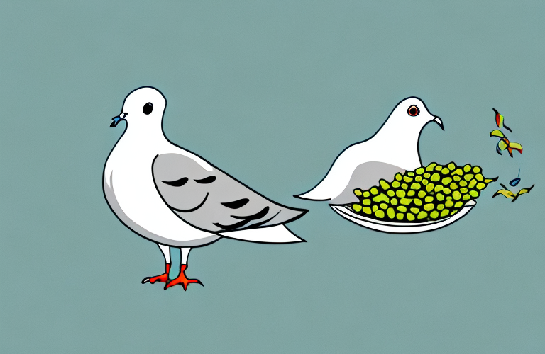 A dove eating a pigeon pea