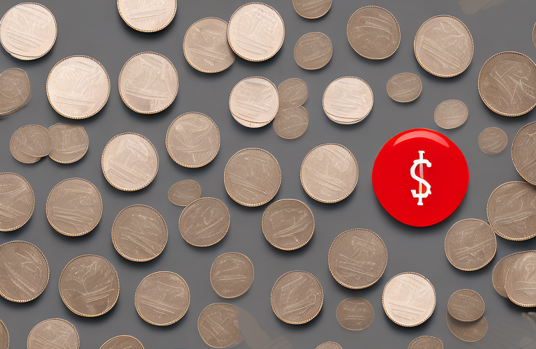 A pile of coins with a red exclamation mark above it