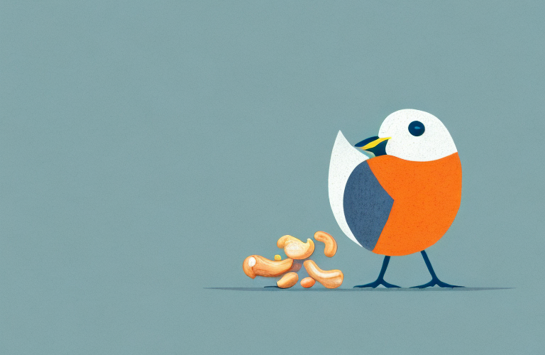 A bird eating a peanut