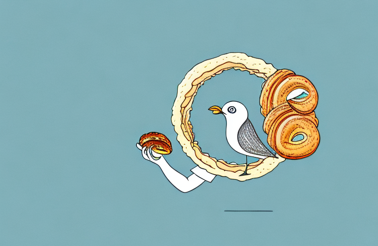 A bird eating a croissant