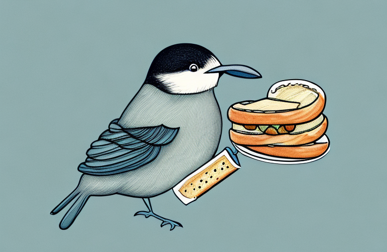A bird eating a baguette