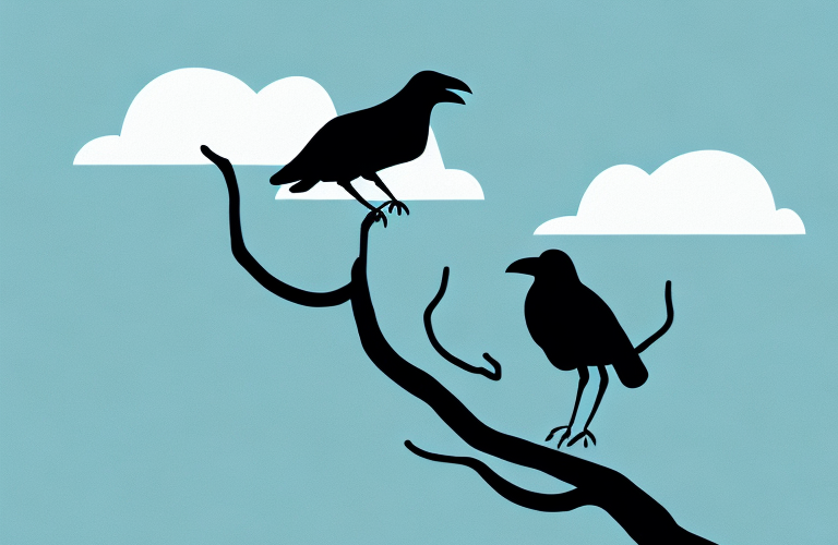 Two crows perched on a branch