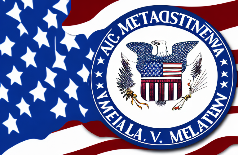 A u.s. flag with a va emblem in the center