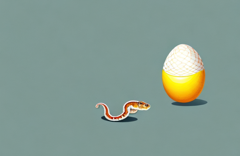 A corn snake eating an egg