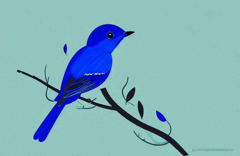 A chinese blue flycatcher in its natural habitat
