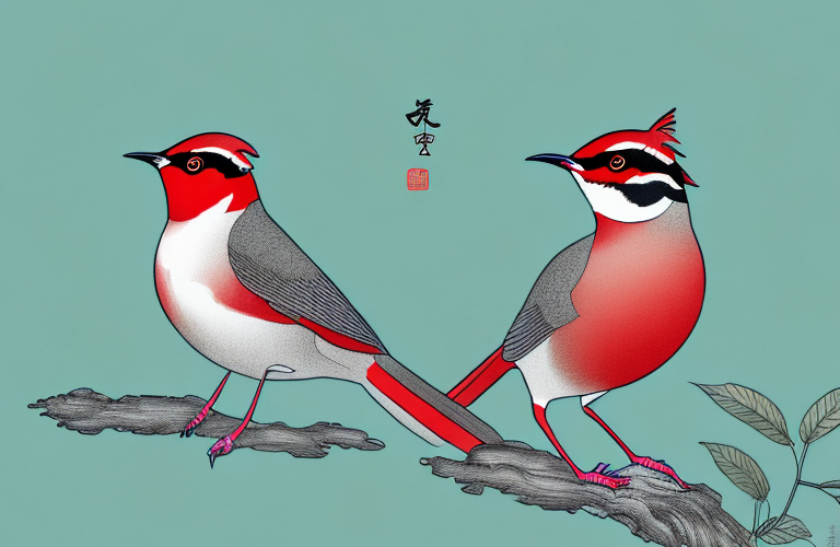 A chinese rubythroat bird in its natural habitat