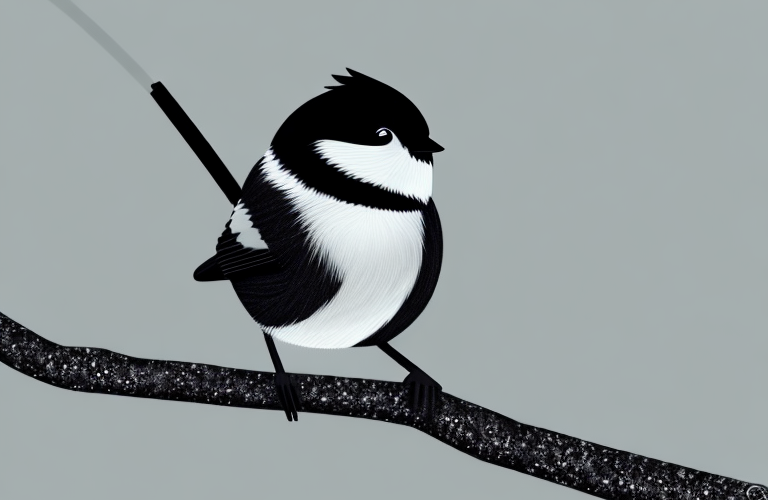 A coal tit perched on a branch with its distinctive black head and white cheeks