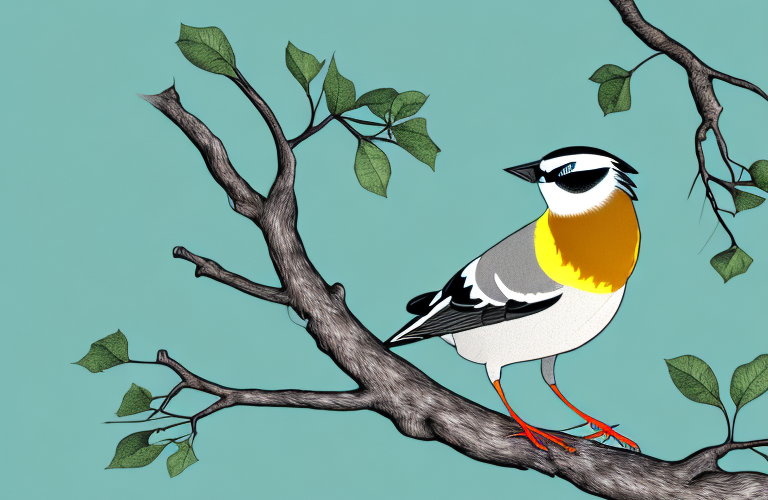 A common firecrest perched on a tree branch