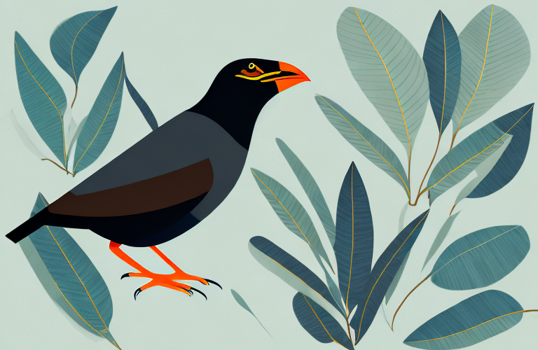 A common hill myna bird in its natural habitat
